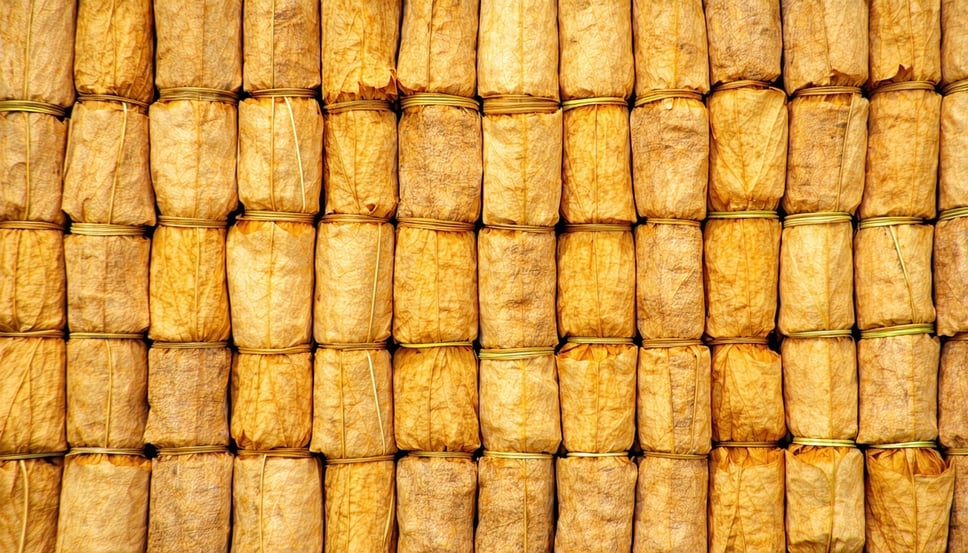 High-quality raw tobacco leaves ready for export