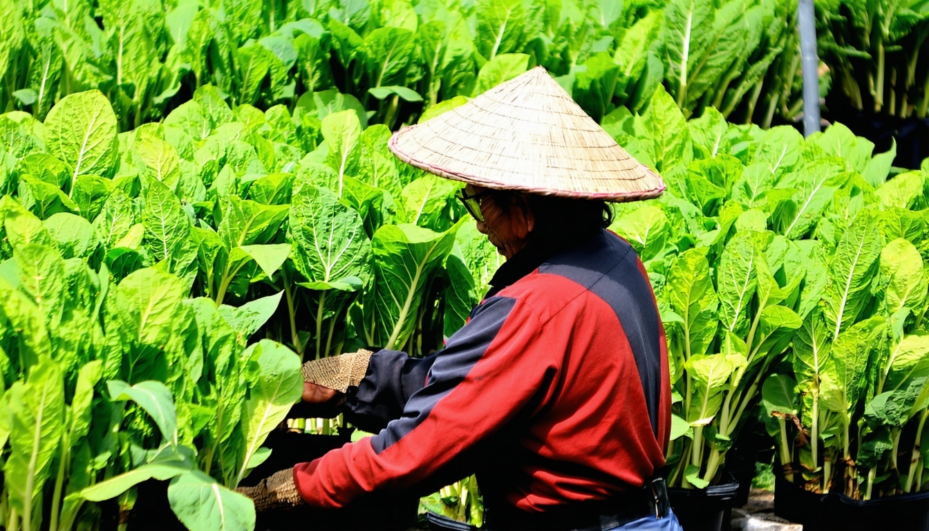 Premium tobacco leaves being carefully inspected for quality.